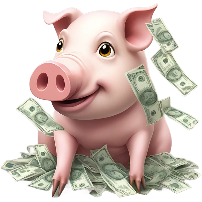 Pig is eating money emoji