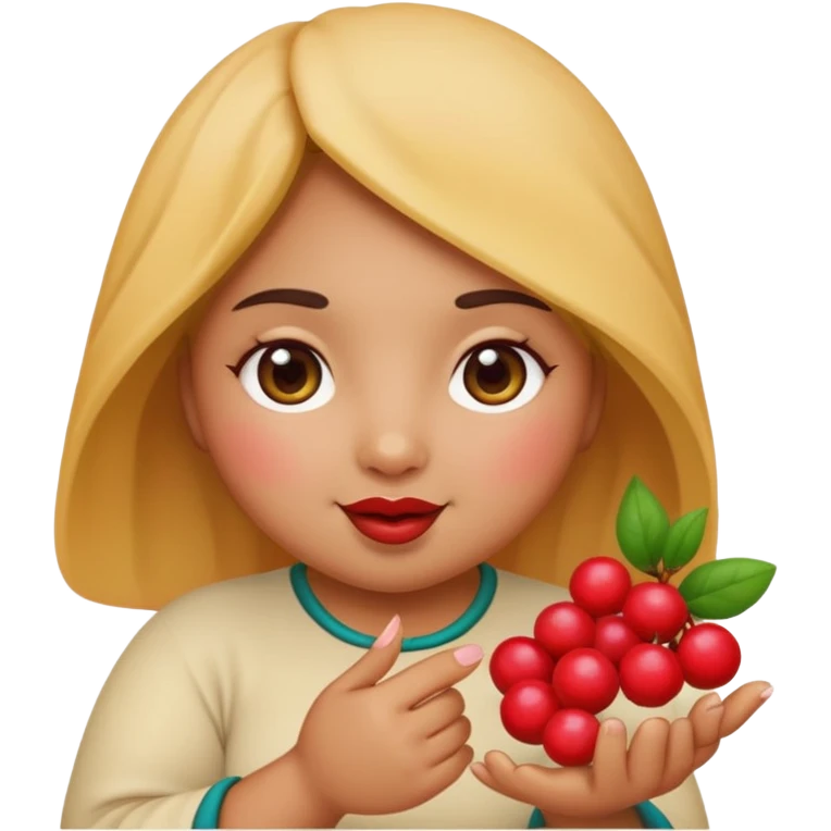 Cute emoji female chubby with a berry she is tan and moroccan  emoji