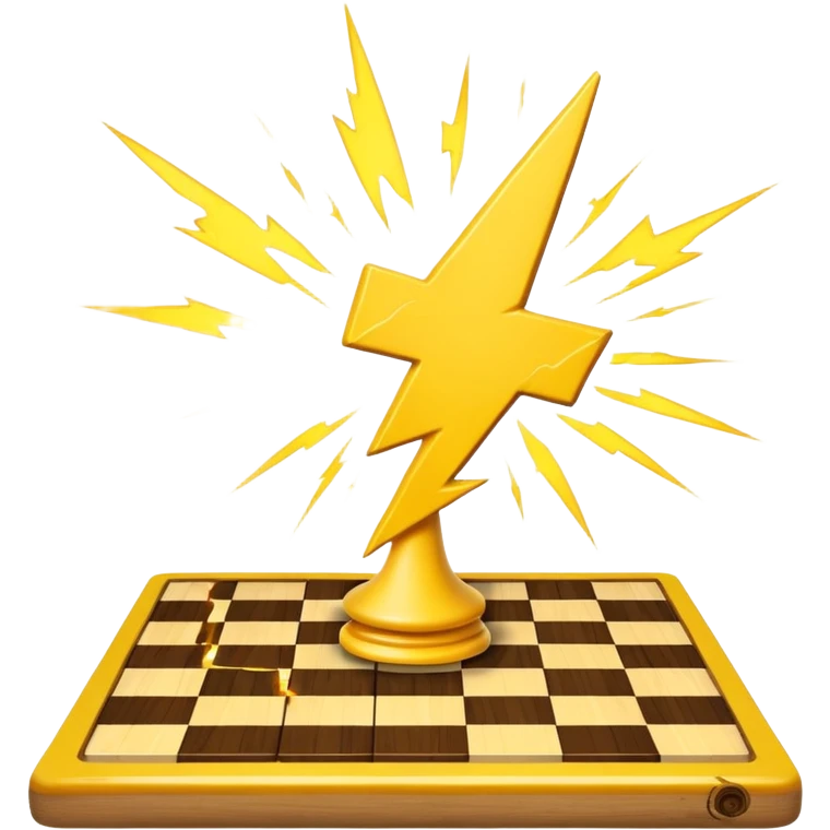 a yellow lightning bolt hitting a chess board emoji