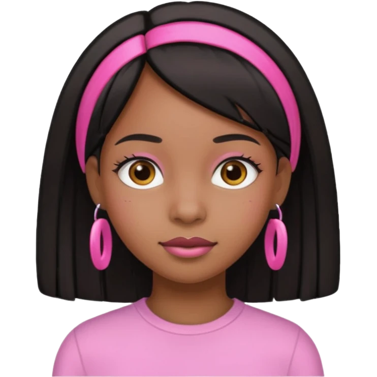 a black girl with straight hair and pink clips in the front emoji