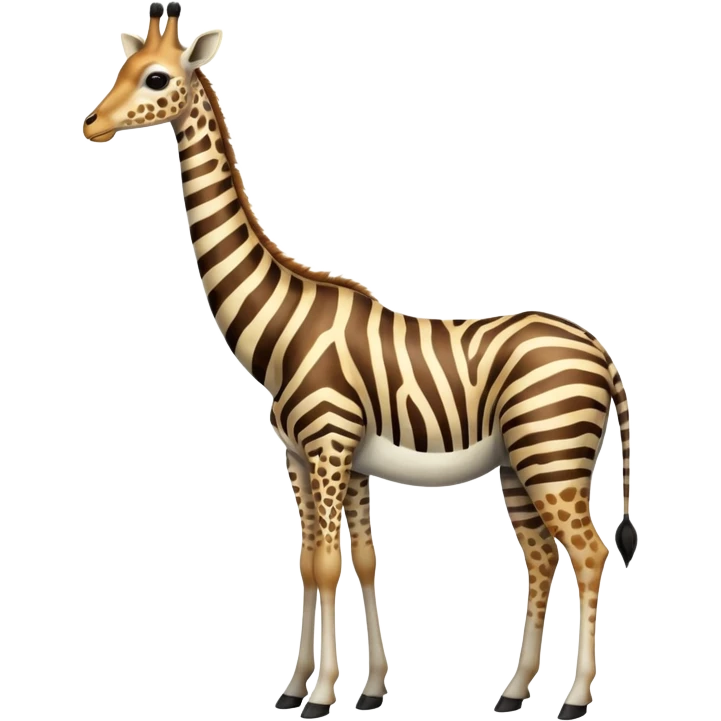 Zebra-giraffe-gazelle-wildebeest-fusion-hybrid-animal-creature, full body emoji
