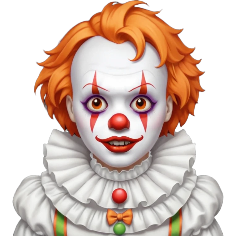 The clown from the movie IT With a little orange hair with the scary lip emoji