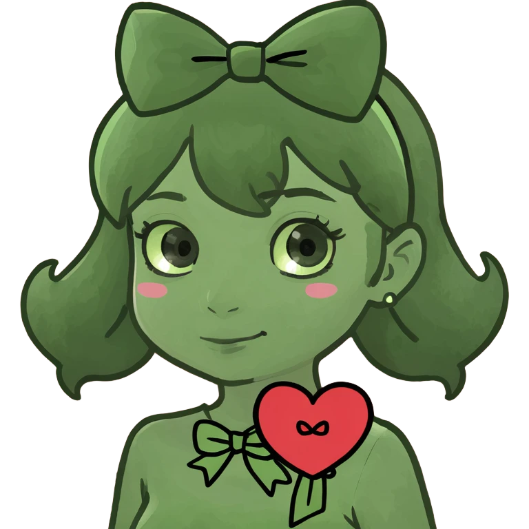 girl with bow and heart emoji