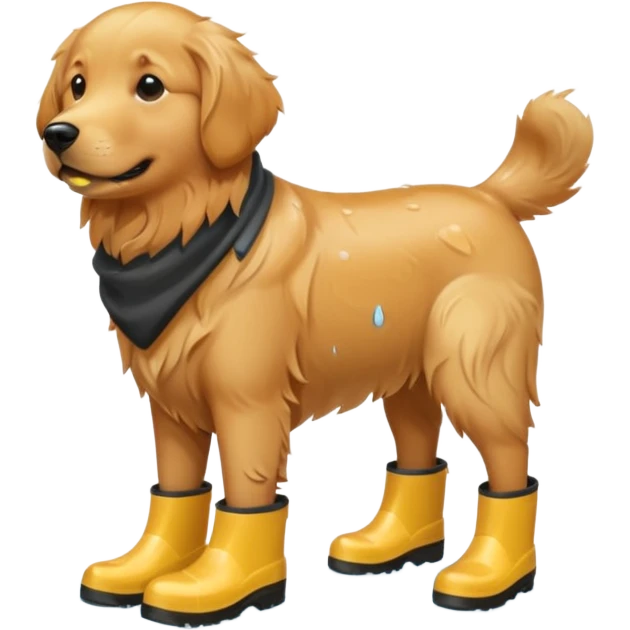 golden retriever with rainboots emoji