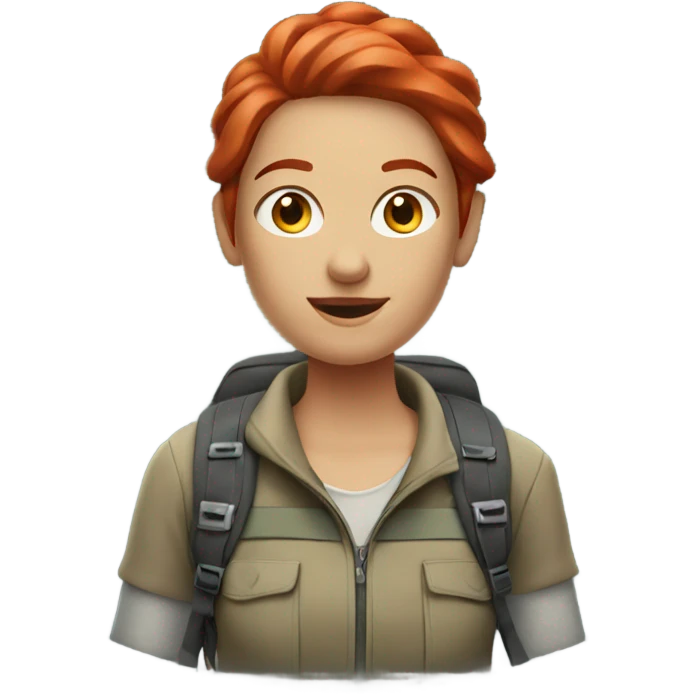 woman hiking with red hair  emoji