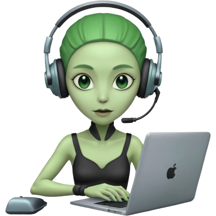 lady alien with laptop. emoji