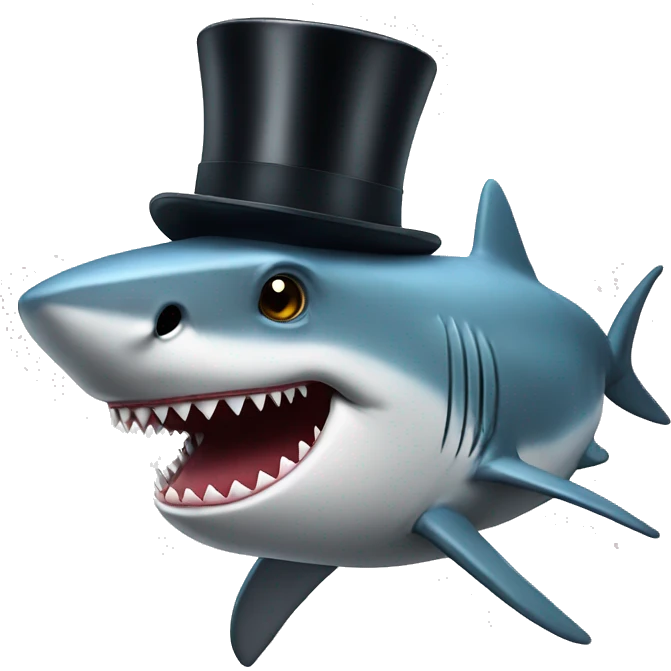 Shark with a top hat emoji