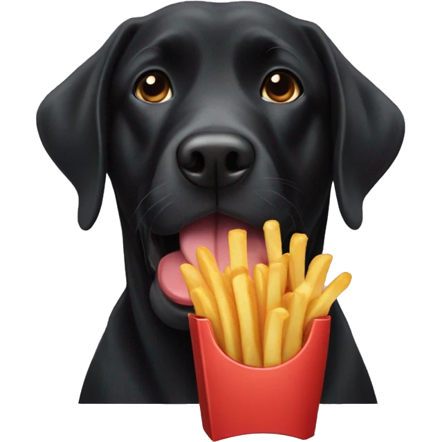 Black lab eating French fries emoji