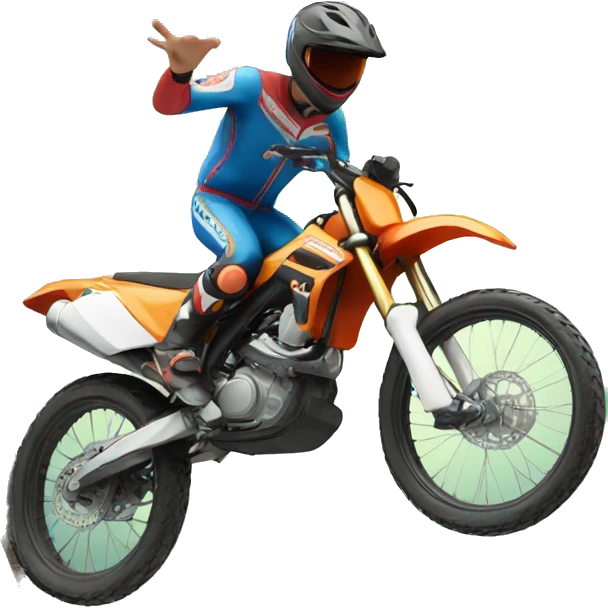 Bike jumping off a jump with no rider emoji