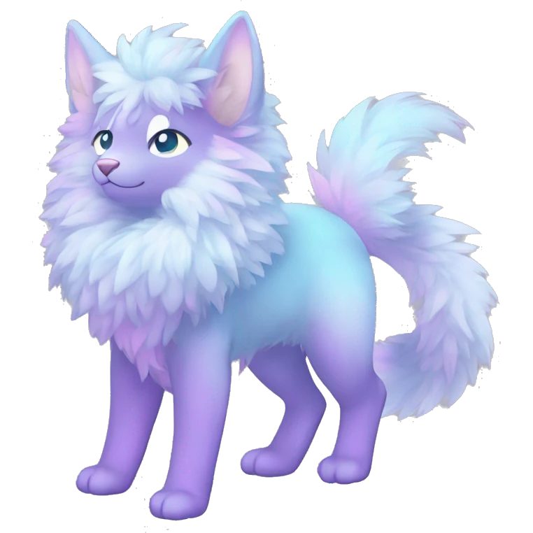 Shiny Sparkly Colorful Fluffy beautiful fantasy Kawaii Ethereal Anthro Sona Fakemon-animal Full Body emoji