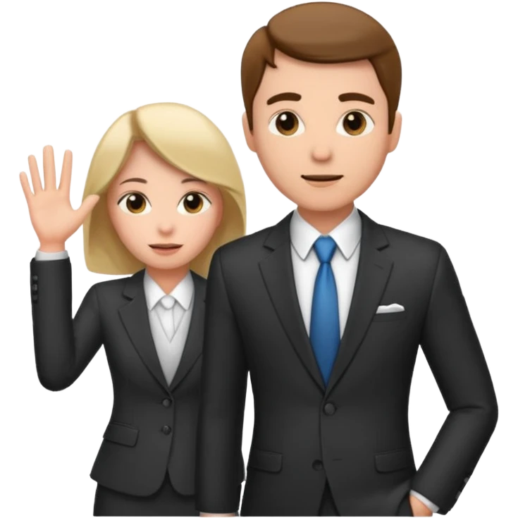 un recruteur qui pose une question à son bureau à un candidat emoji