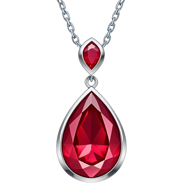 silver chain suspending ruby teardrop, dynamic vortex of light and energy inside, symbolizing awakening emoji