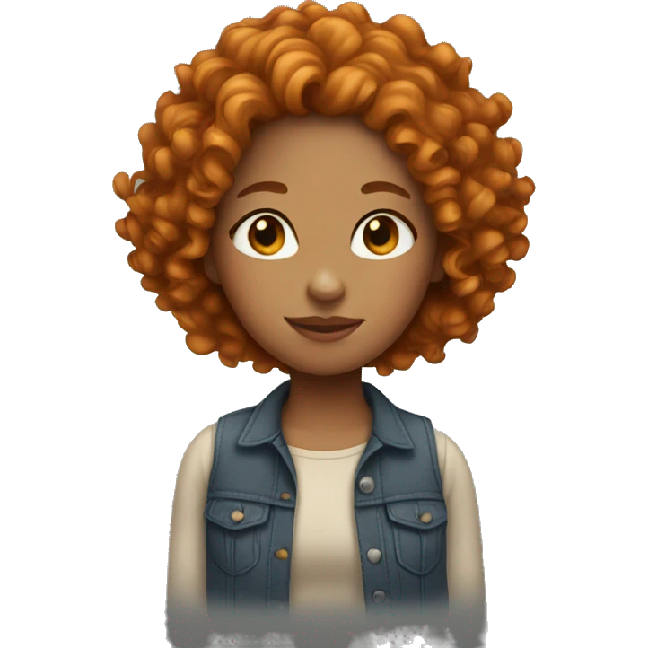 Girl with ginger curly hair emoji