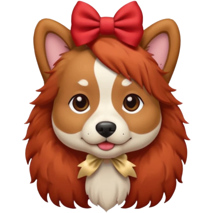 very red haired dog with a bow on hair emoji