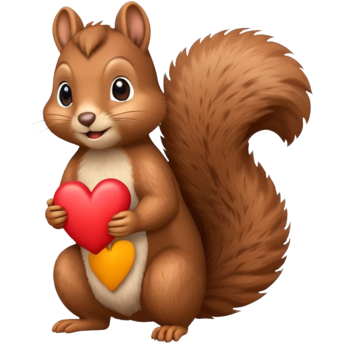 realistic squirrel holding a heart, emoji style emoji