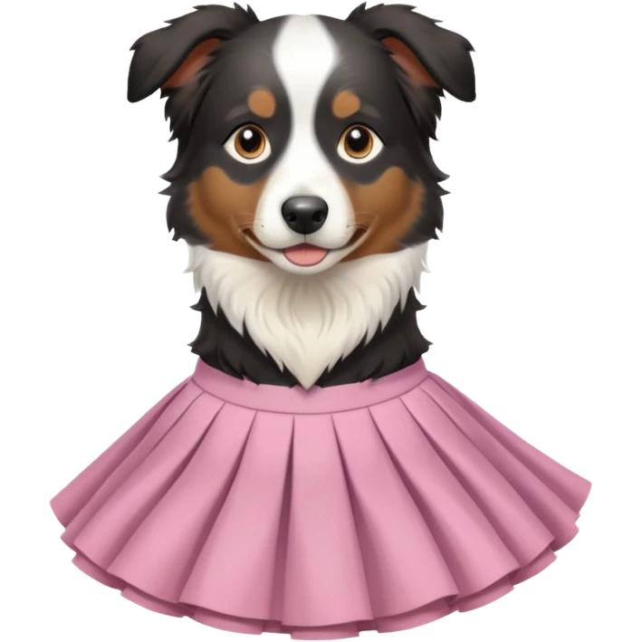 berger australien noir et blanc avec une jupe emoji