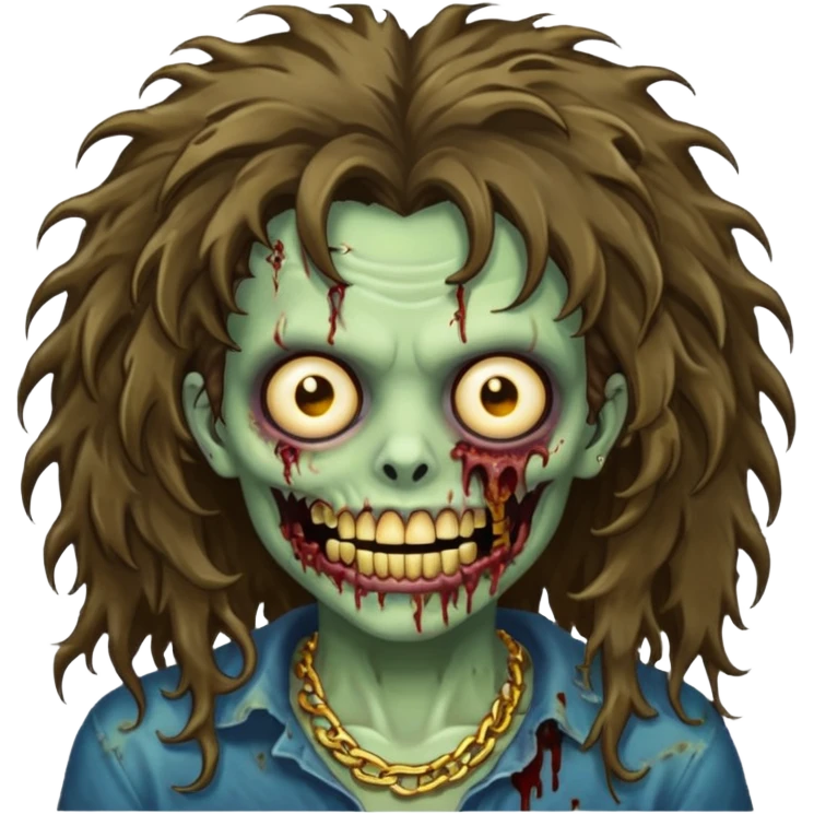 zombie with Brunette fluffy hair and grillz emoji