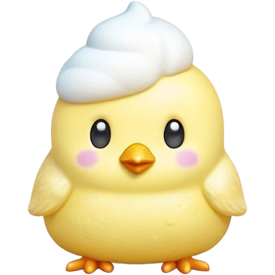 3D emoji of a cute marshmallow Peep chick, pastel yellow, soft and fluffy texture with a sugary sparkle. High-res, glossy emoji style on a white background. emoji
