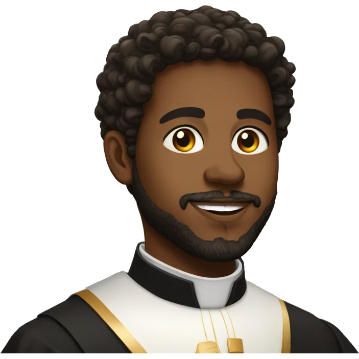 young black catholic priest beard, curly hair, with miter emoji