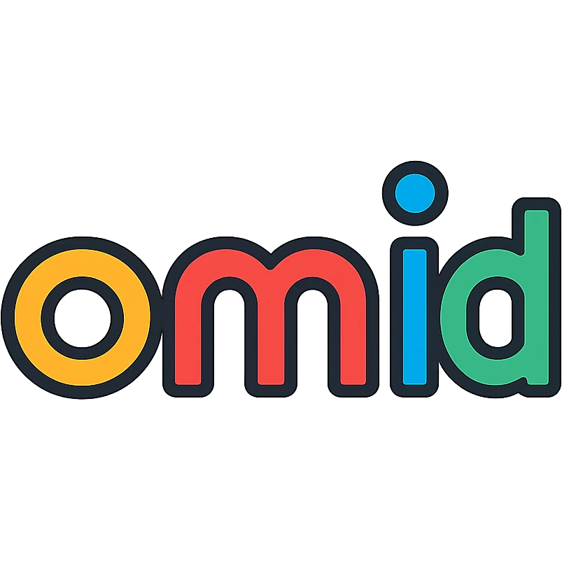 the name 'omid' designed as a modern icon, clean lines, minimal, suitable for an app logo emoji