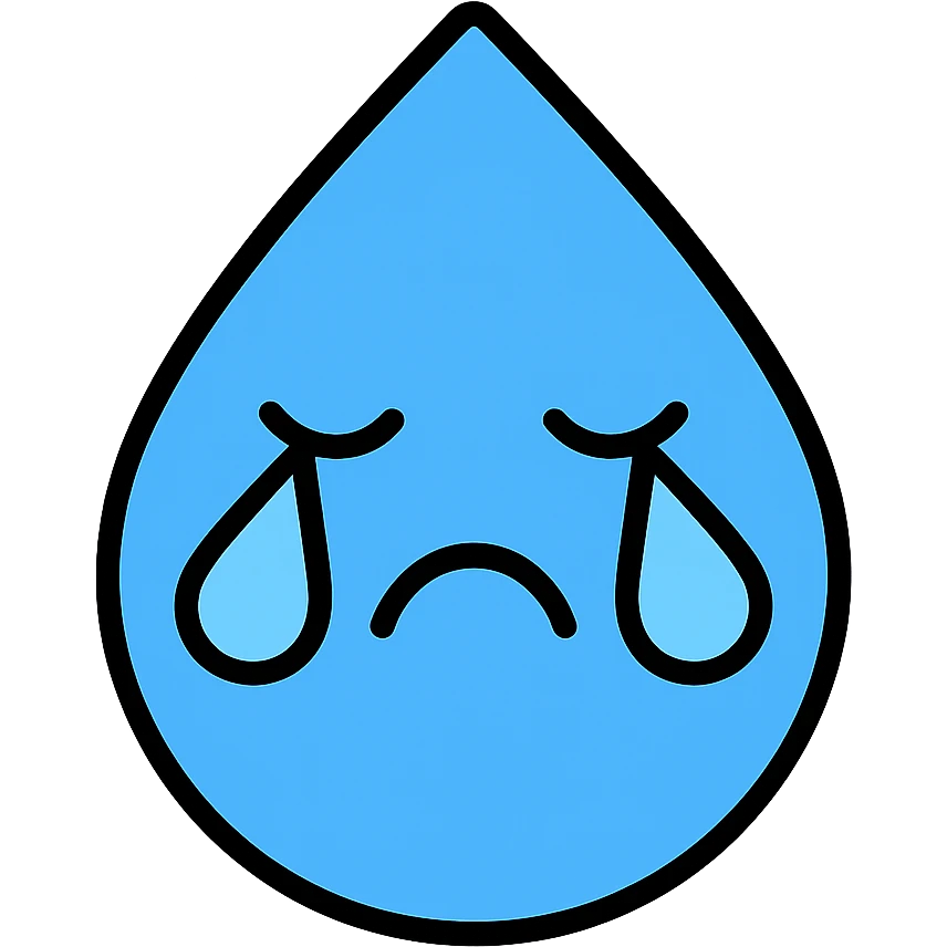 colored icon of a water droplet crying emoji