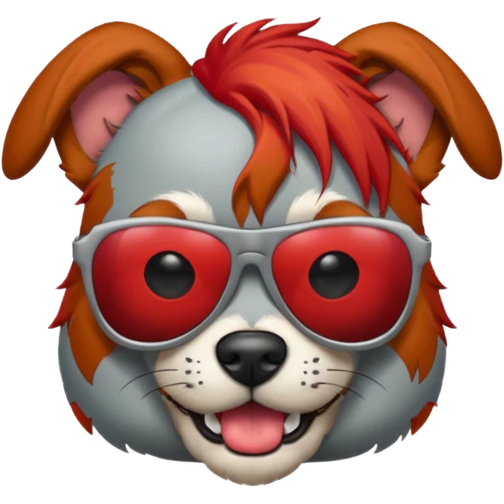 Zombie dog with red hair and sun glasses emoji