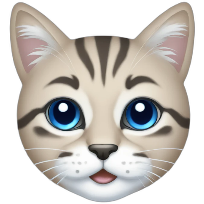 Blue simplistic sketch of a cute cat face emoji