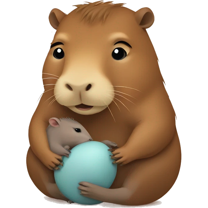 capybara holding a baby capybara emoji