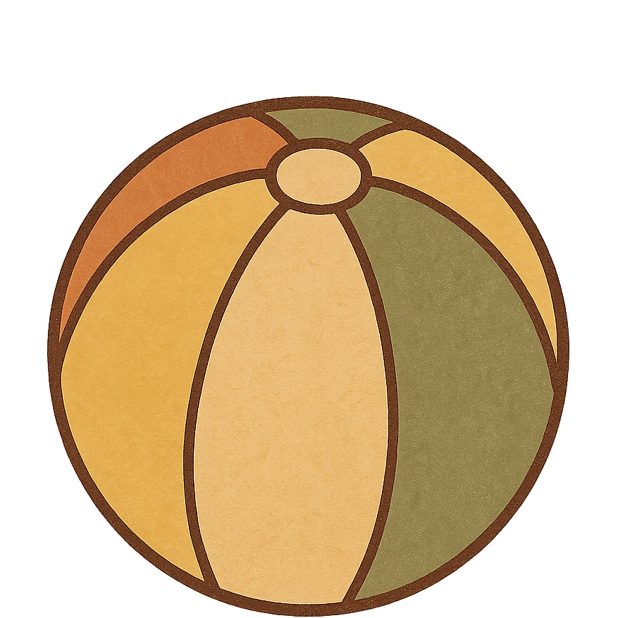 A colorful beach ball with a pattern of bright summer colors. emoji