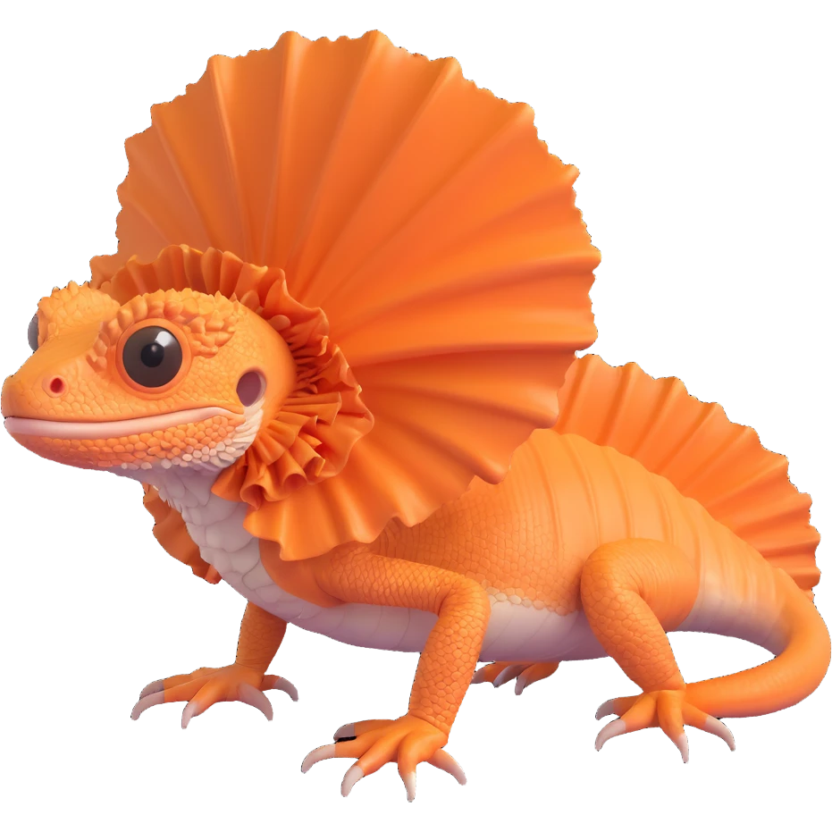 realistic frilled lizard with detailed frill, 3D style emoji