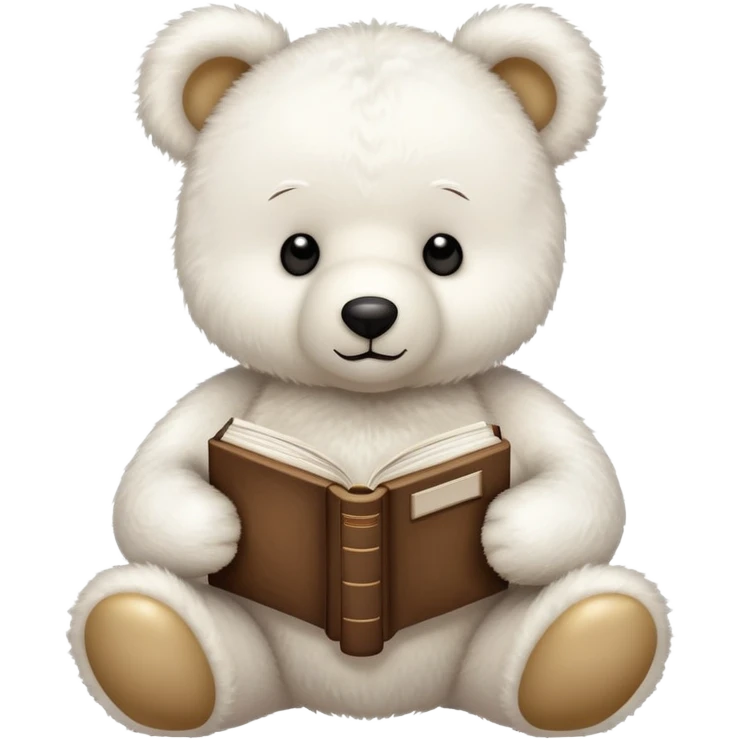 White teddy bear with a book emoji