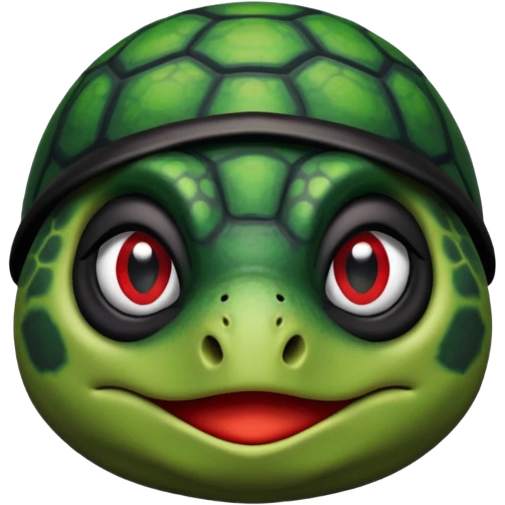 an turtle with black eyeshadow and black and red side bangs emoji