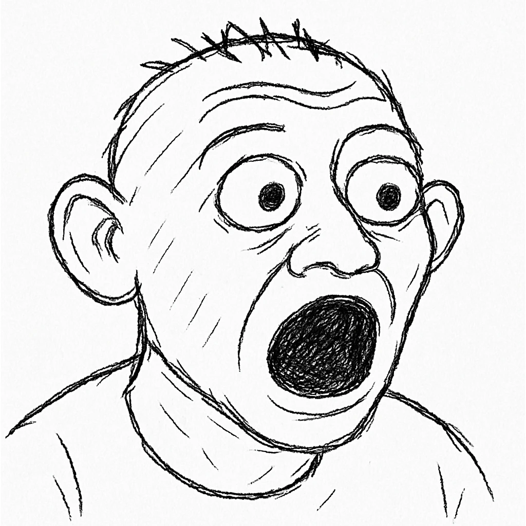 wojak meme style, guane deme character looking surprised, hand-drawn lines, white background emoji