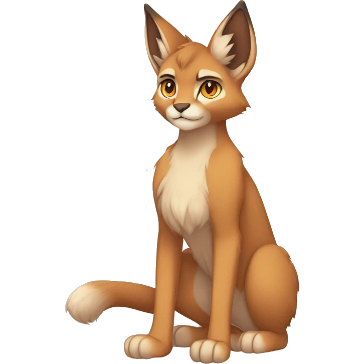 Anthro Beige-Orange-Brown Fur-Sona-Fakemon Lynx-Caracal Full Body emoji