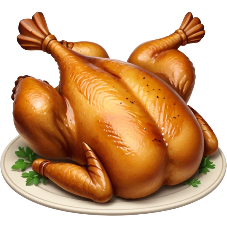 roast chicken whole golden-brown crispy skin, plump legs and wings, glossy, seasoned, light charring, juicy, curved body, no tray, garnish, or carving, soft lighting, emoji scale emoji