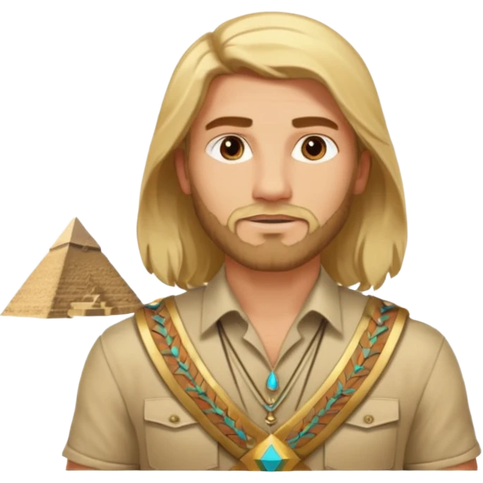male blond long hair agent with short beard in egypt with pyramids emoji