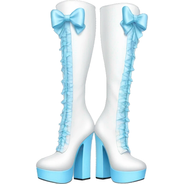 White thigh high boots with baby blue bows no legs emoji