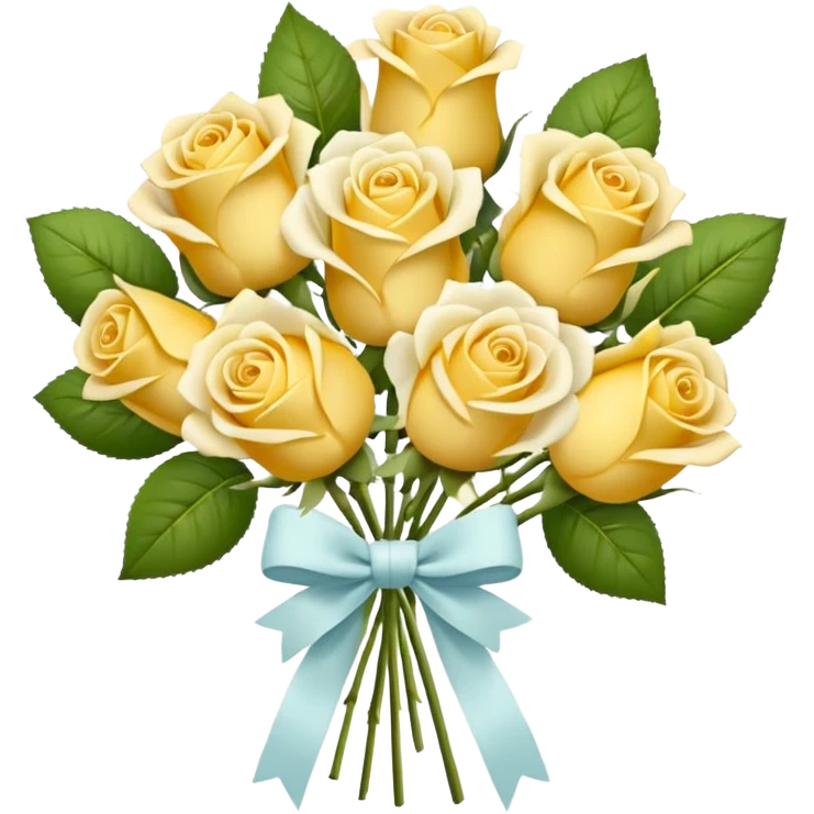 Light Bouquet With Yellow Roses And White Bow emoji