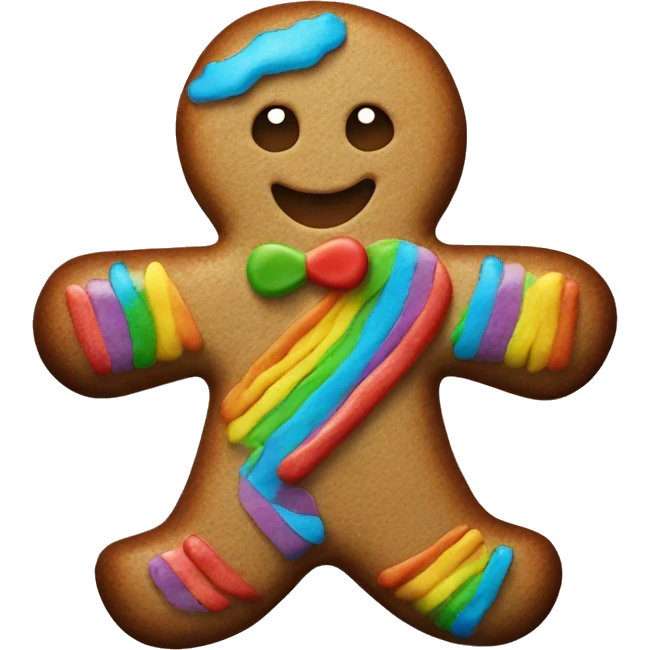 Rainbow gingerbread man emoji