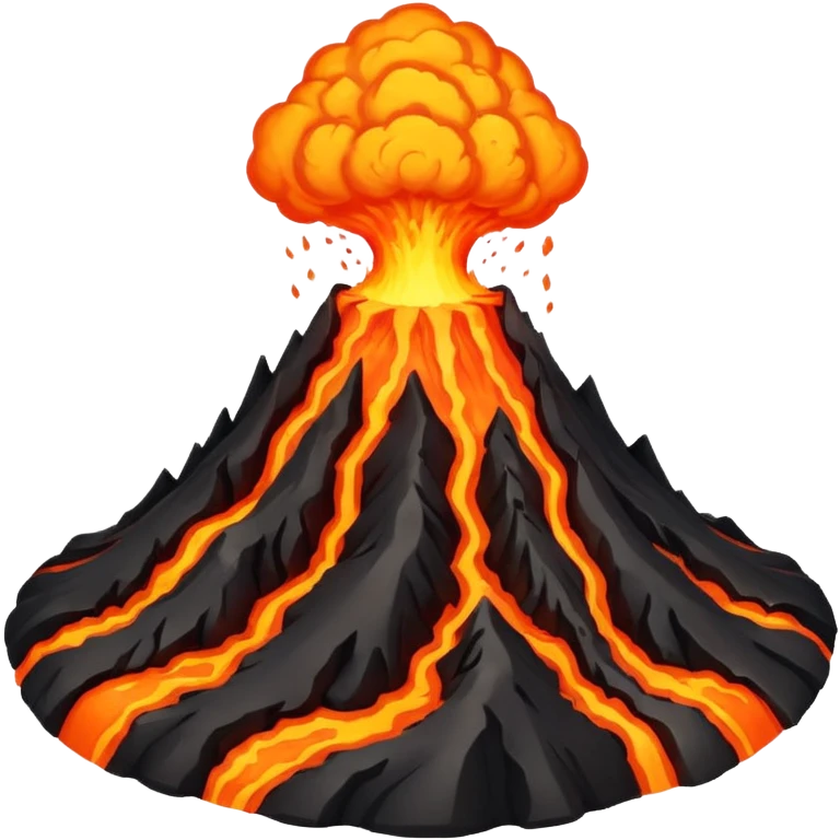 planet, Volcano Planet, lava rivers and erupting peaks emoji