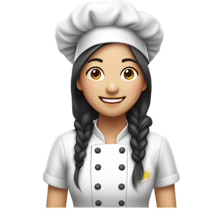 happy asian girl chef long hair emoji
