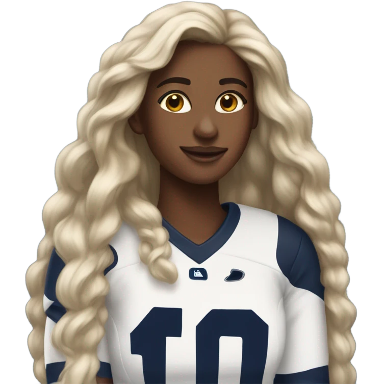 b rown girl with long hair penn state jersey emoji