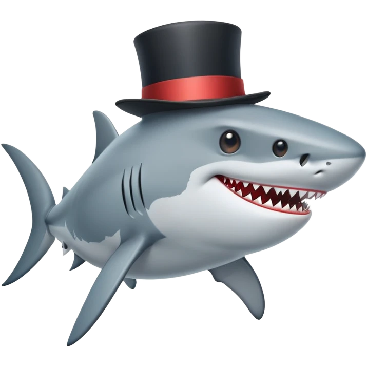 Shark with a top hat emoji