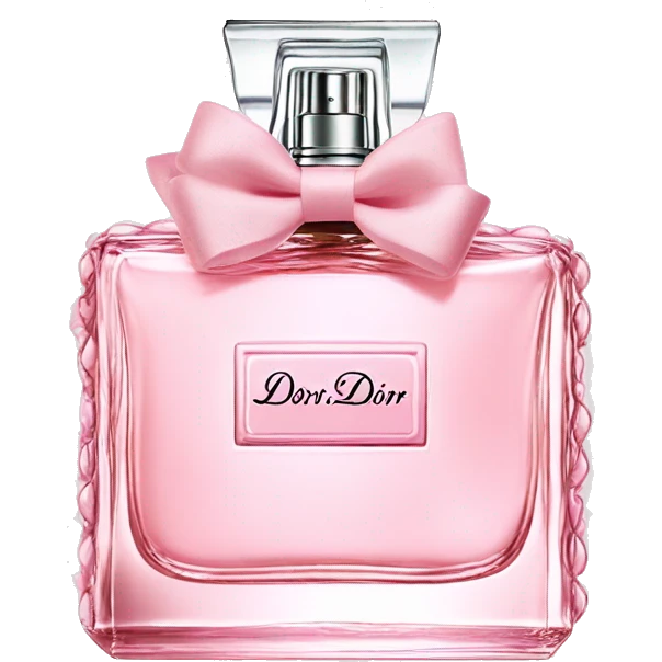 Light pink Miss Dior perfume with bow emoji