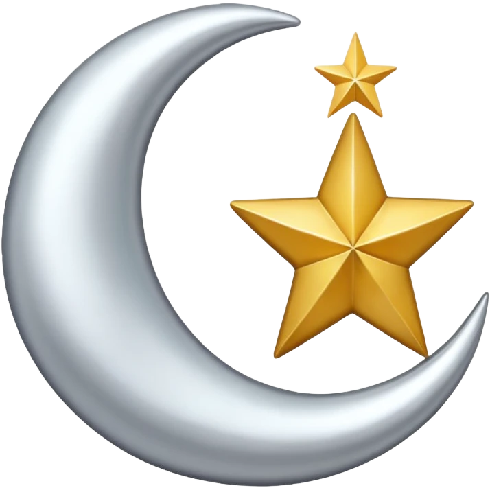Star and Crescent emoji with black backgroun and no face but the start and crescent both should be in white colour emoji