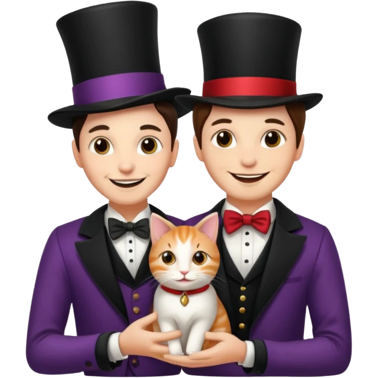 magician couple and their pet cat emoji