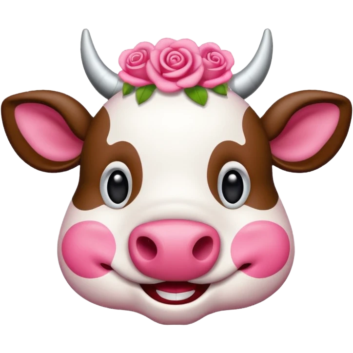 hazme una vaca con manchas rosas estilo cartoon en 2D emoji