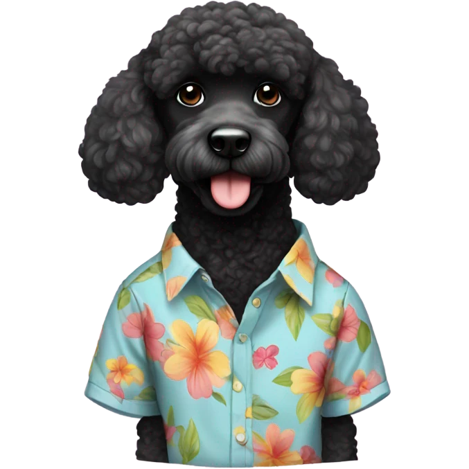 Black poodle with summer shirt emoji