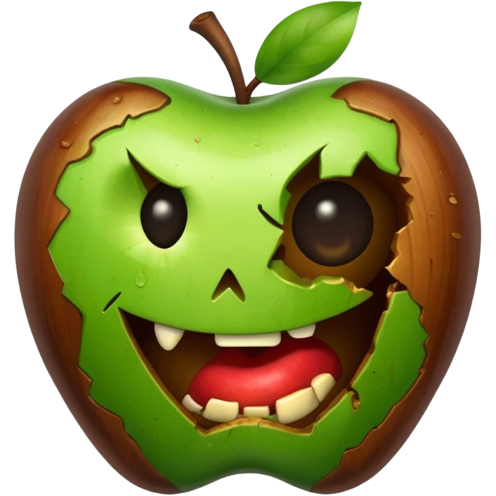 A rotten apple emoji resembling the apple inc logo. emoji