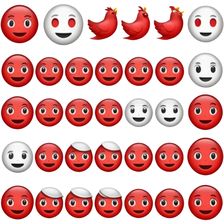 Нужно создать эмоджи пак для фрилансера в цветовой гамме красный, белый и марсала (бардово-фиолетовый). Чтобы все эмодзи были в одном стиле emoji